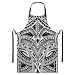 Tribal Maori Polynesian Tattoo Print Bib Apron With Pocket