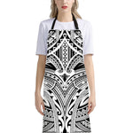 Tribal Maori Polynesian Tattoo Print Bib Apron With Pocket