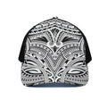 Tribal Maori Polynesian Tattoo Print Black Mesh Trucker Hat