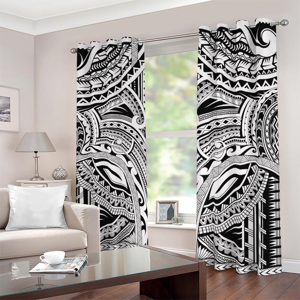 Tribal Maori Polynesian Tattoo Print Blackout Grommet Curtains