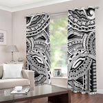 Tribal Maori Polynesian Tattoo Print Blackout Grommet Curtains