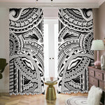 Tribal Maori Polynesian Tattoo Print Blackout Pencil Pleat Curtains