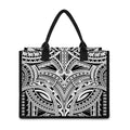 Tribal Maori Polynesian Tattoo Print Canvas Tote Bag