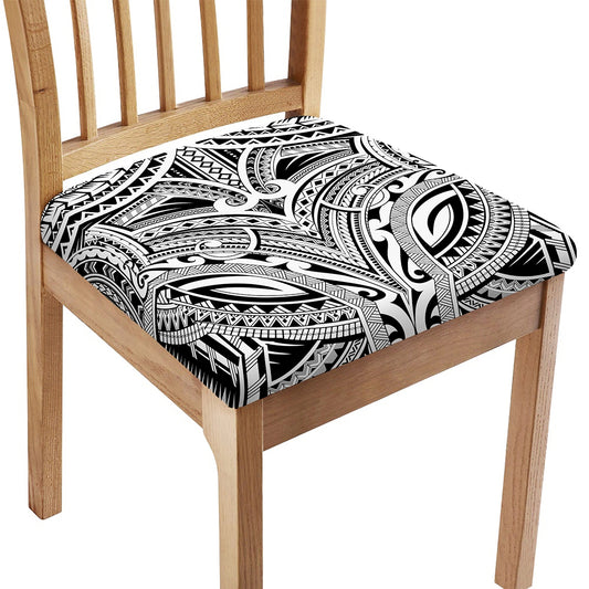 Tribal Maori Polynesian Tattoo Print Chair Cushion Cover