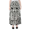 Tribal Maori Polynesian Tattoo Print Chiffon Maxi Skirt