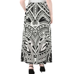 Tribal Maori Polynesian Tattoo Print Chiffon Maxi Skirt