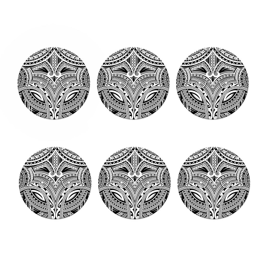 Tribal Maori Polynesian Tattoo Print Coaster Set