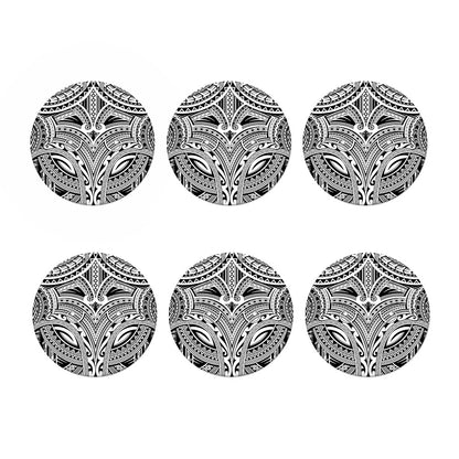 Tribal Maori Polynesian Tattoo Print Coaster Set
