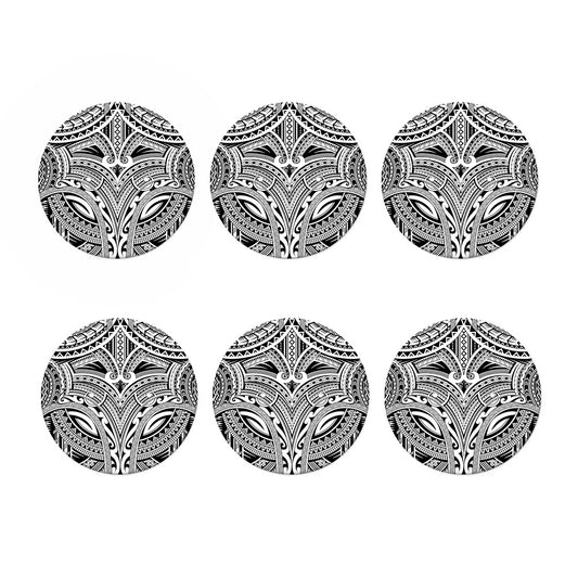 Tribal Maori Polynesian Tattoo Print Coaster Set