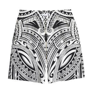 Tribal Maori Polynesian Tattoo Print Cotton Shorts