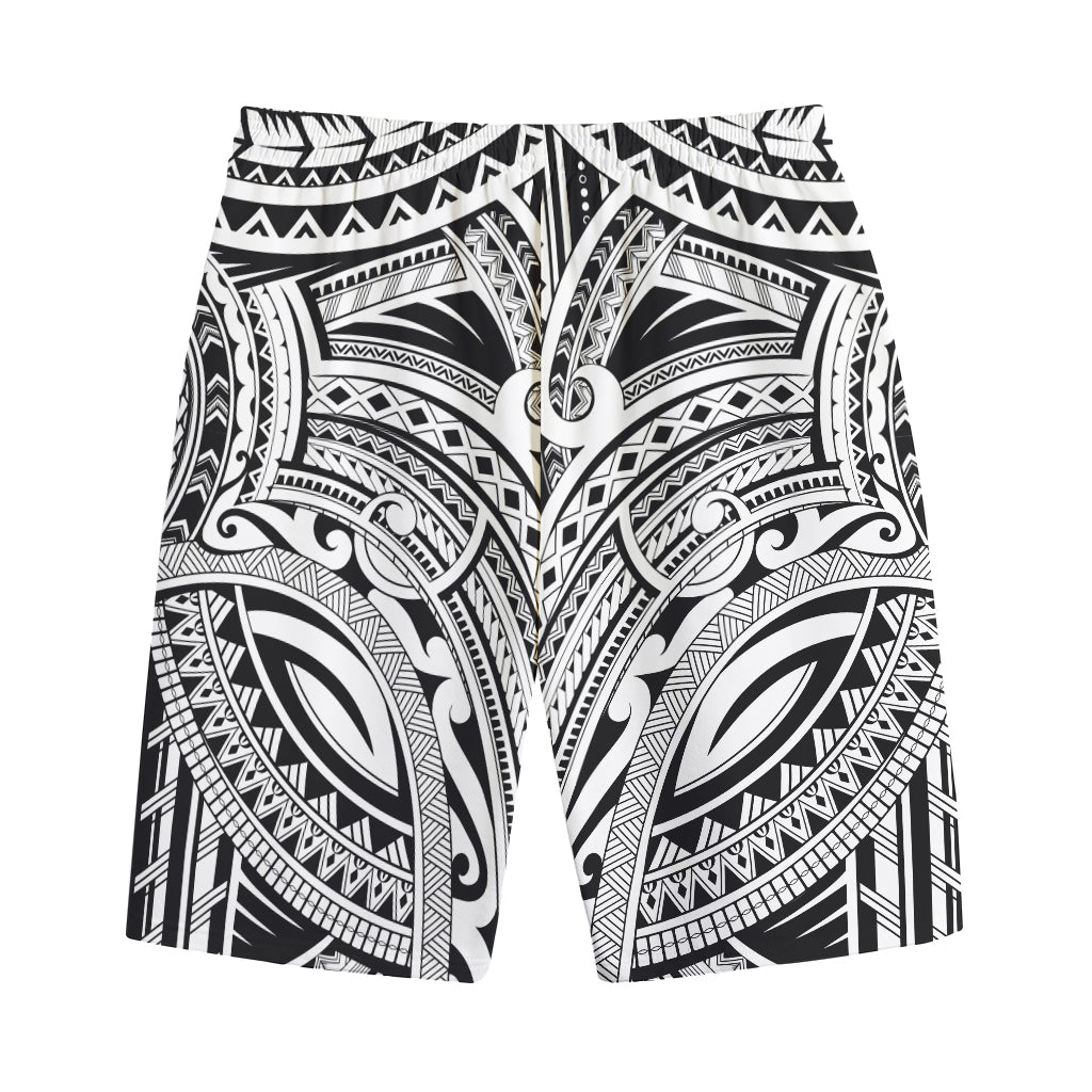 Tribal Maori Polynesian Tattoo Print Cotton Shorts