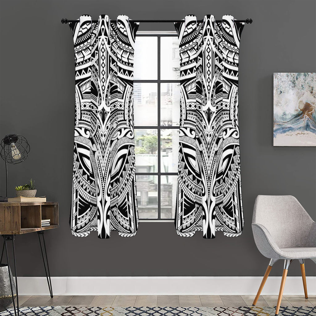 Tribal Maori Polynesian Tattoo Print Curtain