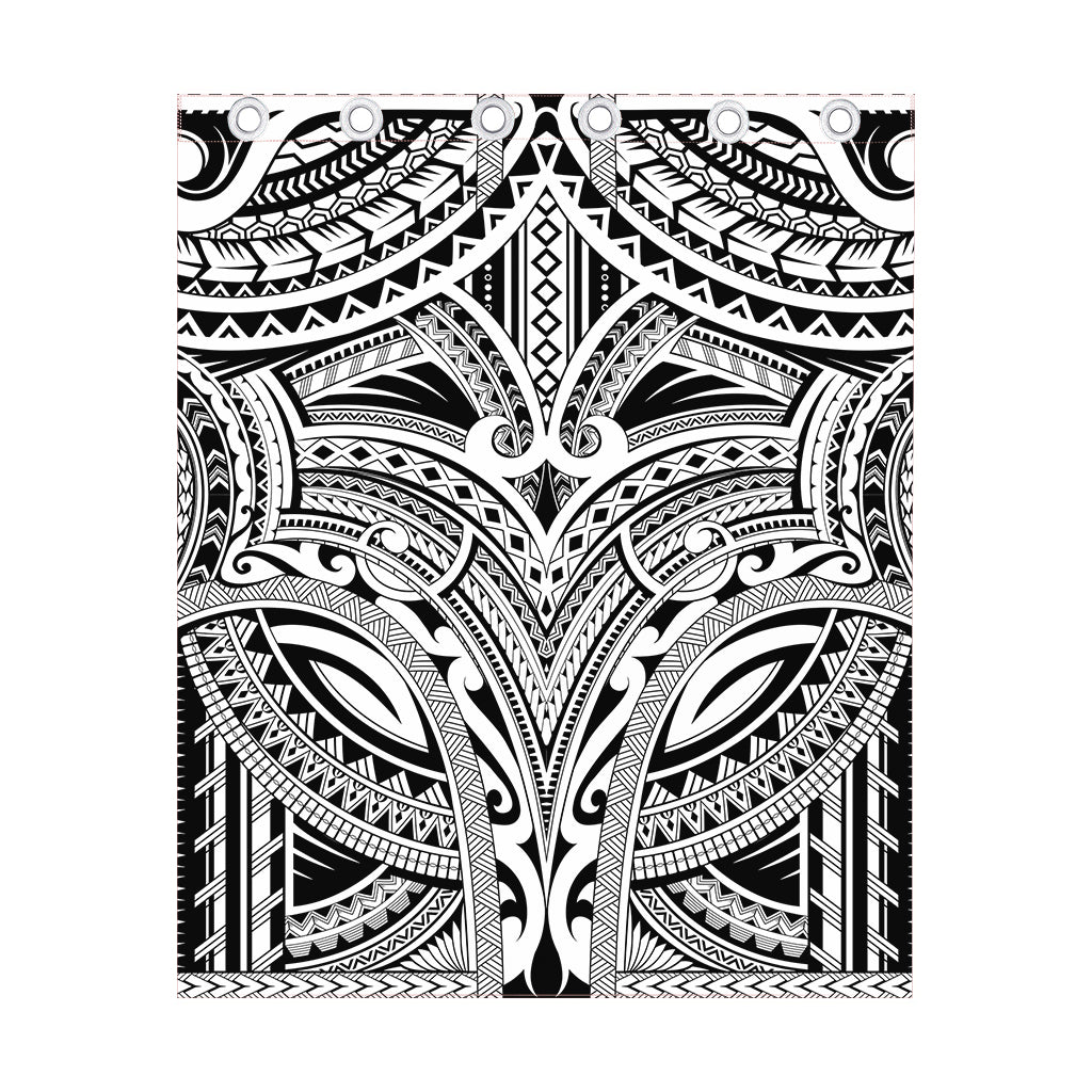 Tribal Maori Polynesian Tattoo Print Curtain