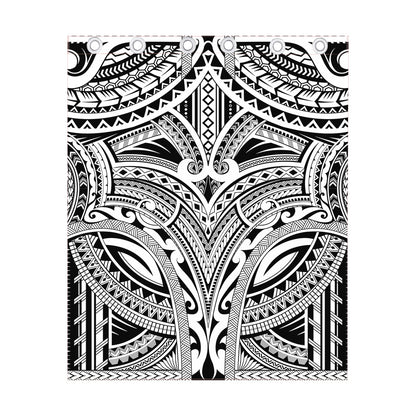 Tribal Maori Polynesian Tattoo Print Curtain