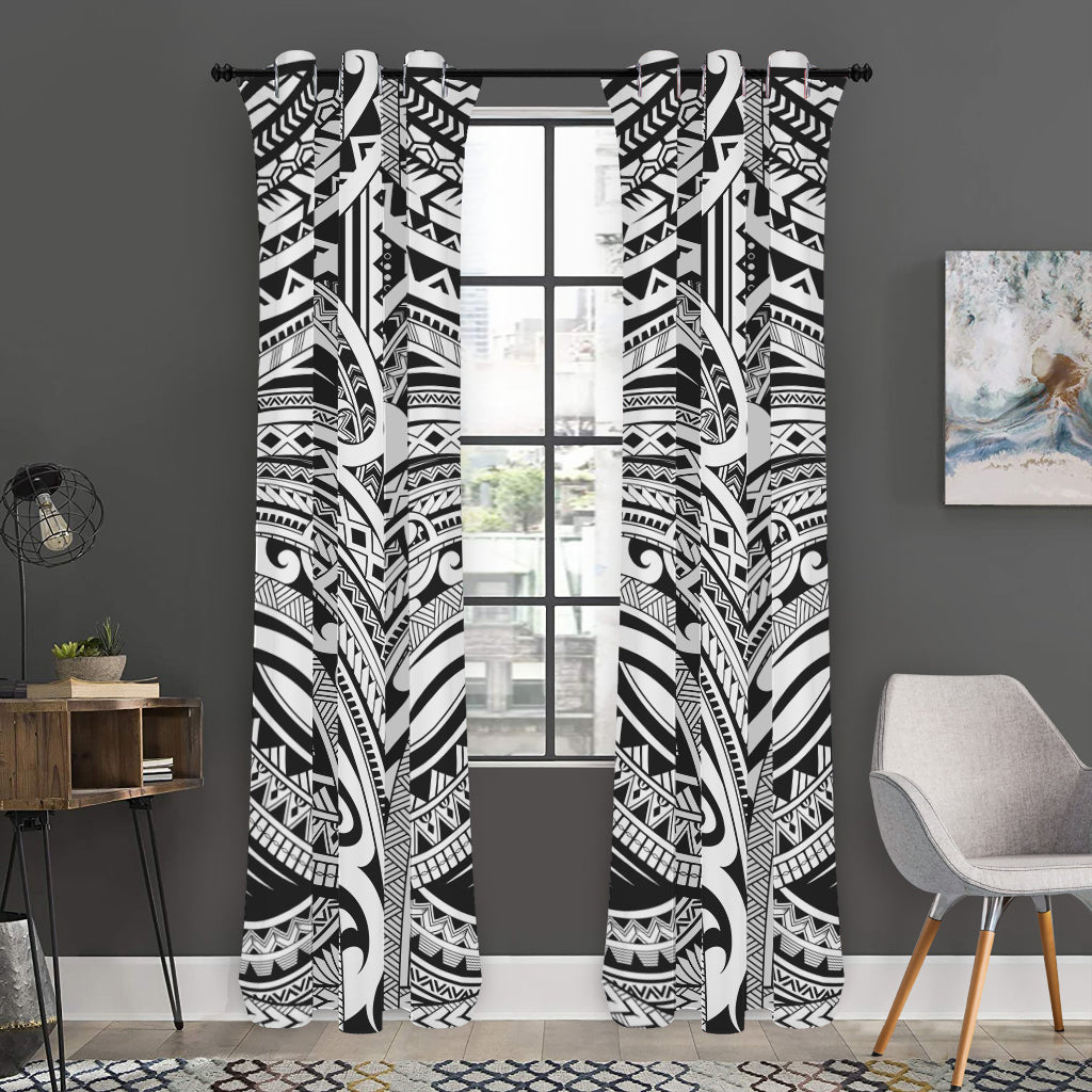 Tribal Maori Polynesian Tattoo Print Curtain