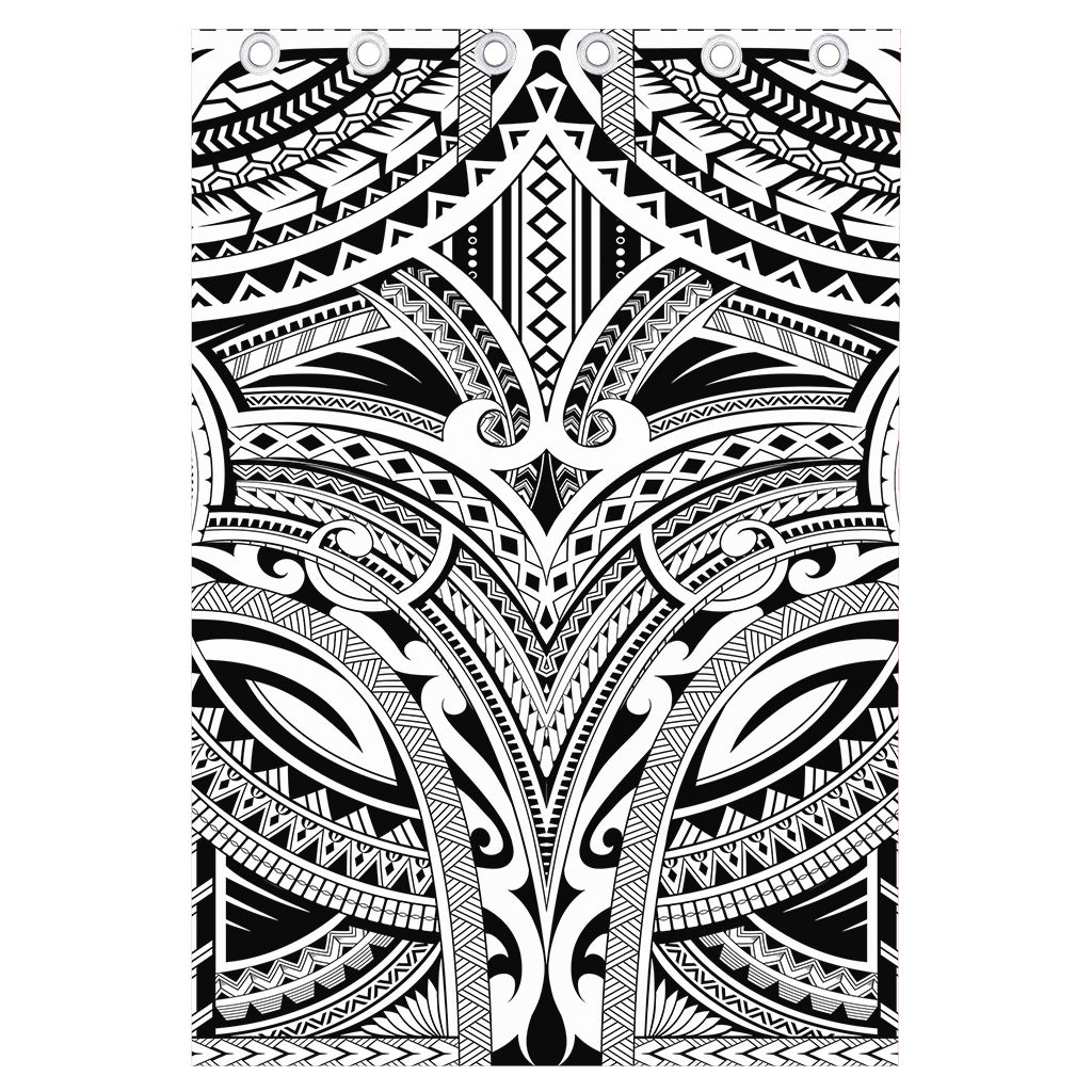 Tribal Maori Polynesian Tattoo Print Curtain