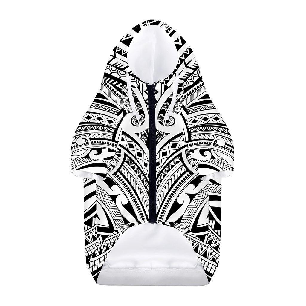 Tribal Maori Polynesian Tattoo Print Dog Zip Up Hoodie