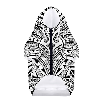 Tribal Maori Polynesian Tattoo Print Dog Zip Up Hoodie