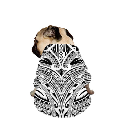Tribal Maori Polynesian Tattoo Print Dog Zip Up Jacket