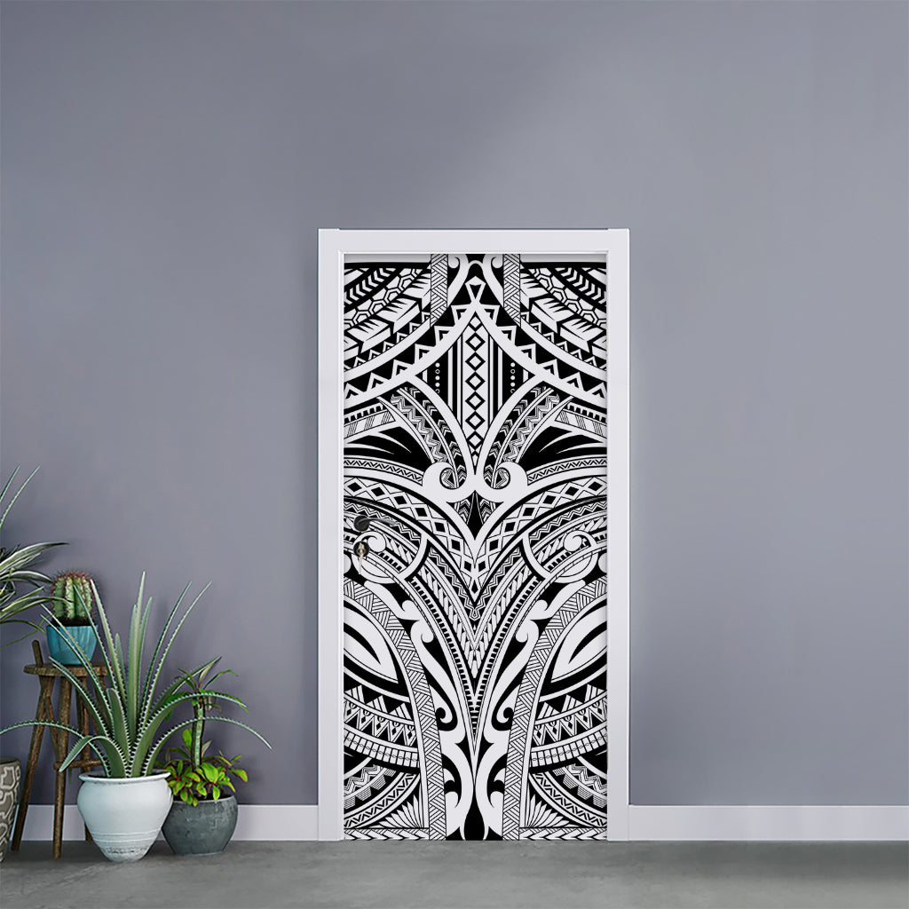 Tribal Maori Polynesian Tattoo Print Door Sticker