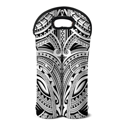 Tribal Maori Polynesian Tattoo Print Double Neoprene Wine Tote