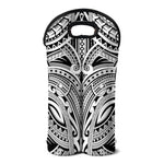 Tribal Maori Polynesian Tattoo Print Double Neoprene Wine Tote