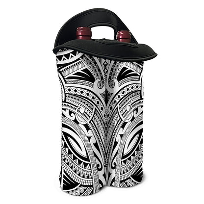 Tribal Maori Polynesian Tattoo Print Double Neoprene Wine Tote