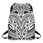 Tribal Maori Polynesian Tattoo Print Drawstring Backpack