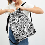 Tribal Maori Polynesian Tattoo Print Drawstring Backpack