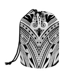 Tribal Maori Polynesian Tattoo Print Drawstring Makeup Bag