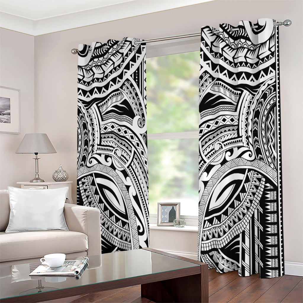 Tribal Maori Polynesian Tattoo Print Extra Wide Grommet Curtains