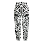 Tribal Maori Polynesian Tattoo Print Fleece Lined Knit Pants