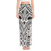 Tribal Maori Polynesian Tattoo Print High Slit Maxi Skirt