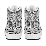 Tribal Maori Polynesian Tattoo Print High Top Leather Sneakers