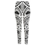 Tribal Maori Polynesian Tattoo Print High-Waisted Pocket Leggings