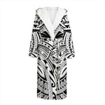 Tribal Maori Polynesian Tattoo Print Hooded Bathrobe