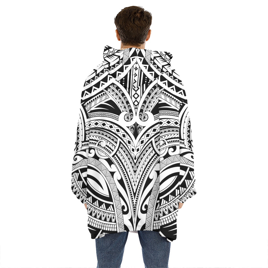 Tribal Maori Polynesian Tattoo Print Hoodie Blanket