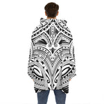 Tribal Maori Polynesian Tattoo Print Hoodie Blanket