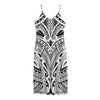 Tribal Maori Polynesian Tattoo Print Jersey Midi Cami Dress