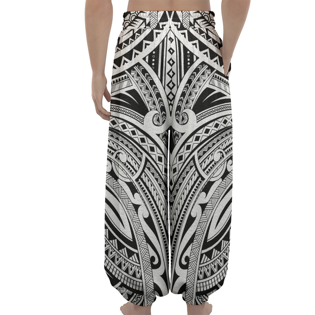 Tribal Maori Polynesian Tattoo Print Lantern Pants