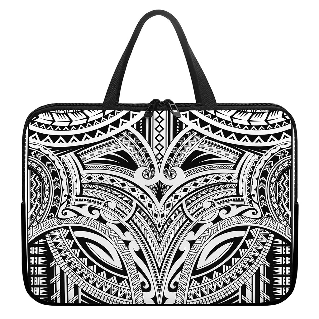 Tribal Maori Polynesian Tattoo Print Laptop Sleeve With Handle