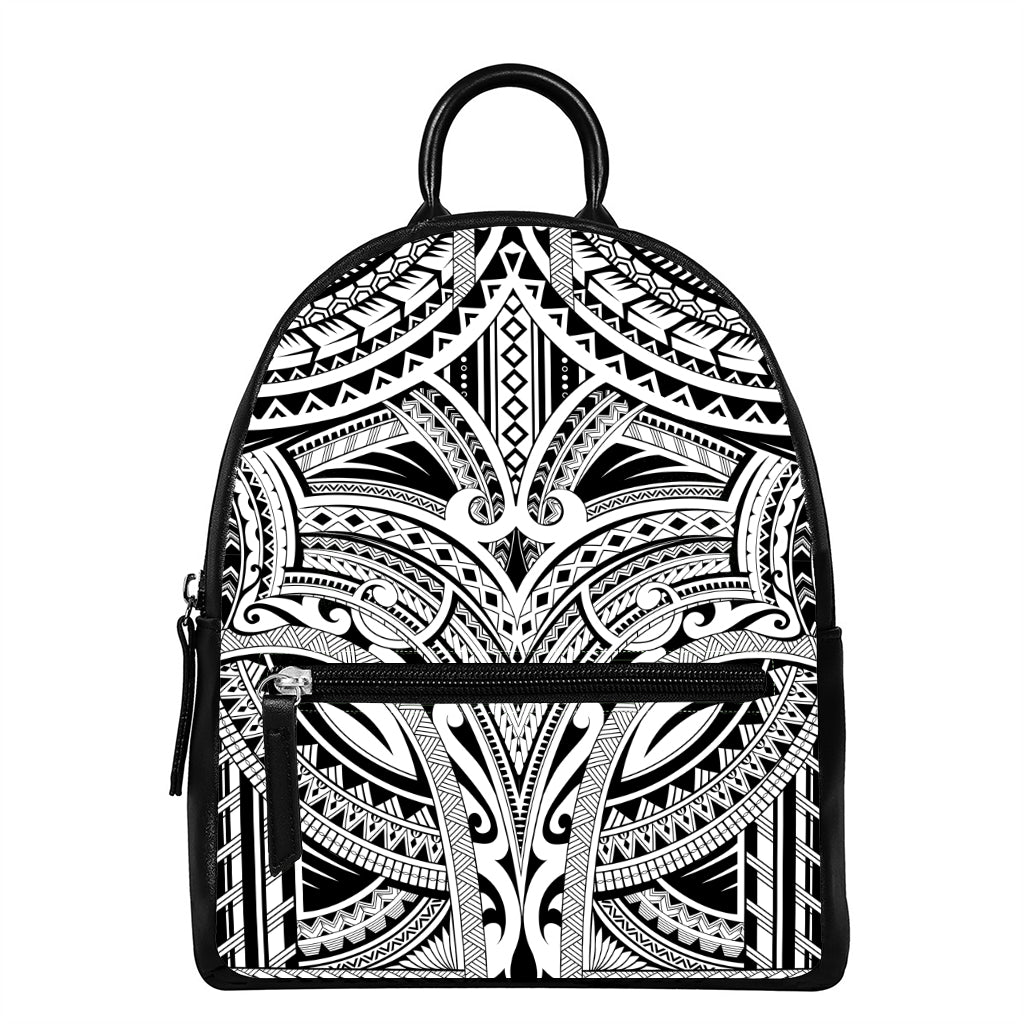 Tribal Maori Polynesian Tattoo Print Leather Backpack