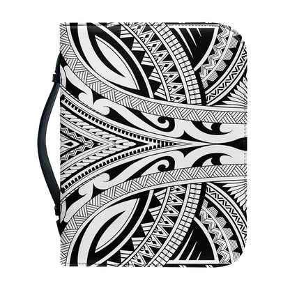 Tribal Maori Polynesian Tattoo Print Leather Bible Cover