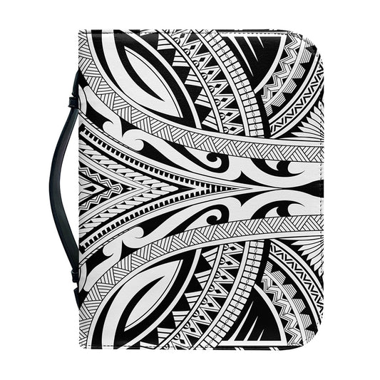 Tribal Maori Polynesian Tattoo Print Leather Bible Cover