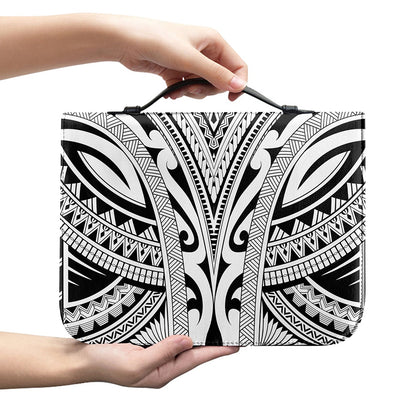 Tribal Maori Polynesian Tattoo Print Leather Bible Cover