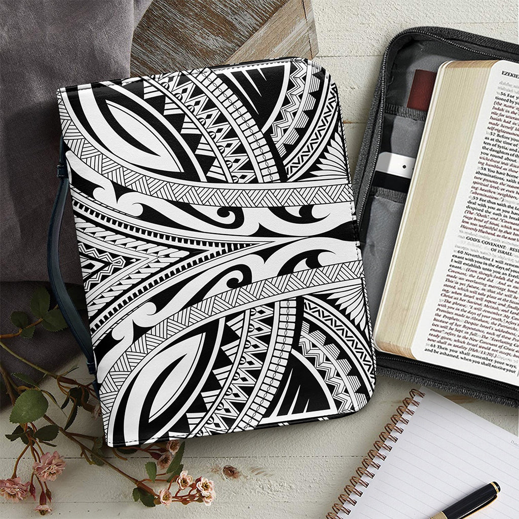 Tribal Maori Polynesian Tattoo Print Leather Bible Cover