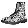 Tribal Maori Polynesian Tattoo Print Lace-Up Boots