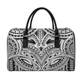 Tribal Maori Polynesian Tattoo Print Leather Duffel Bag