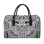 Tribal Maori Polynesian Tattoo Print Leather Duffle Bag