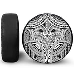 Tribal Maori Polynesian Tattoo Print Leather Spare Tire Cover